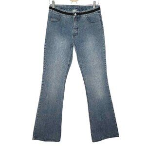 Dana Buchman Jeans Size 4 Women Blue Denim Flare Midrise Rhinestone Cotton Blend
